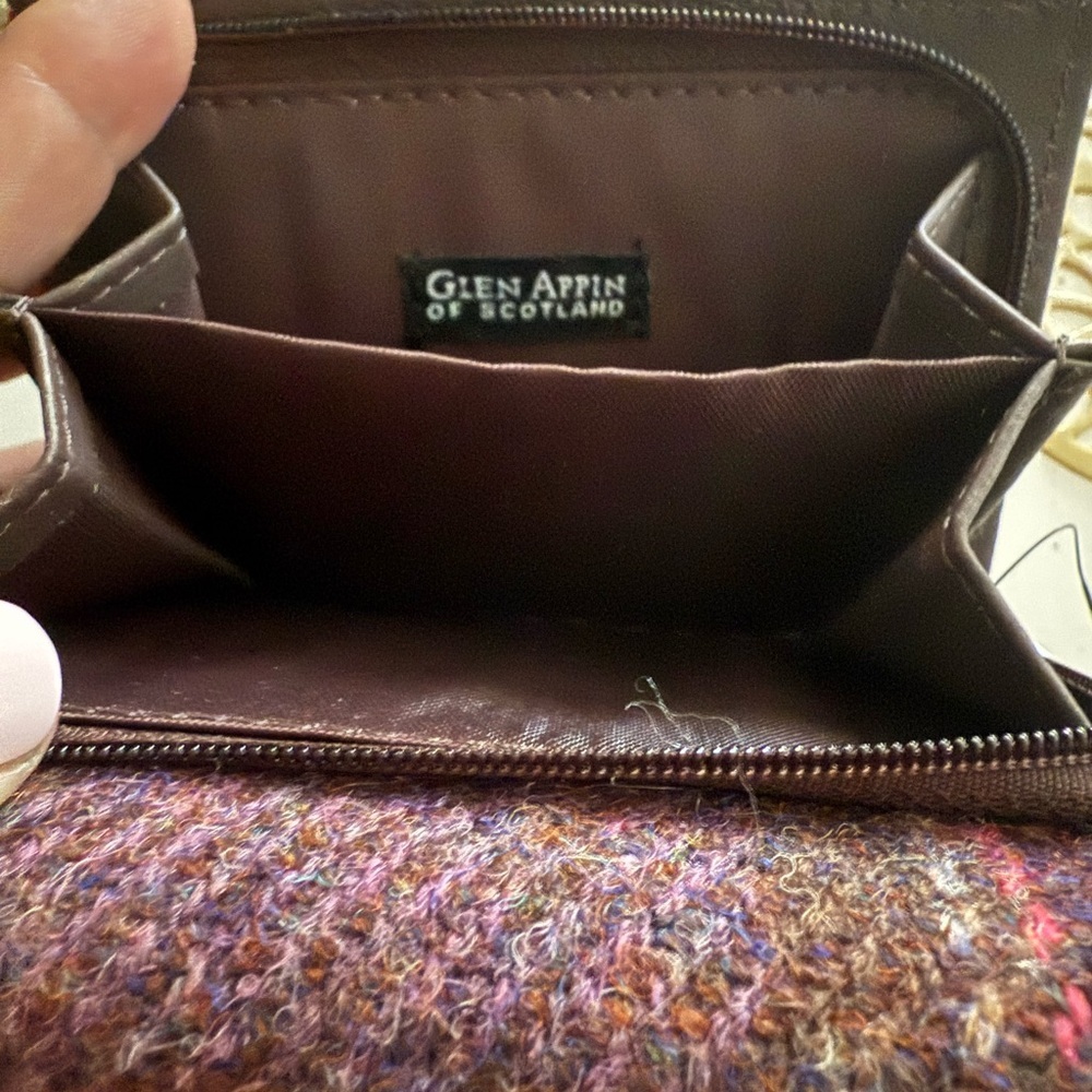 Wool Plaid Compact Wallet - Pink Multi - Picture 5 of 11